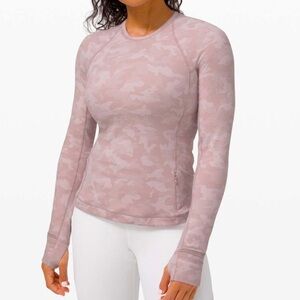 Lululemon Runderful Long Sleeve Heritage Camo Jacquard Silky White Size 4